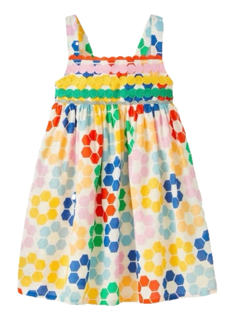 Hanna Andersson Girls Colourful Flowers Cotton Lined Summer Dress Size 5